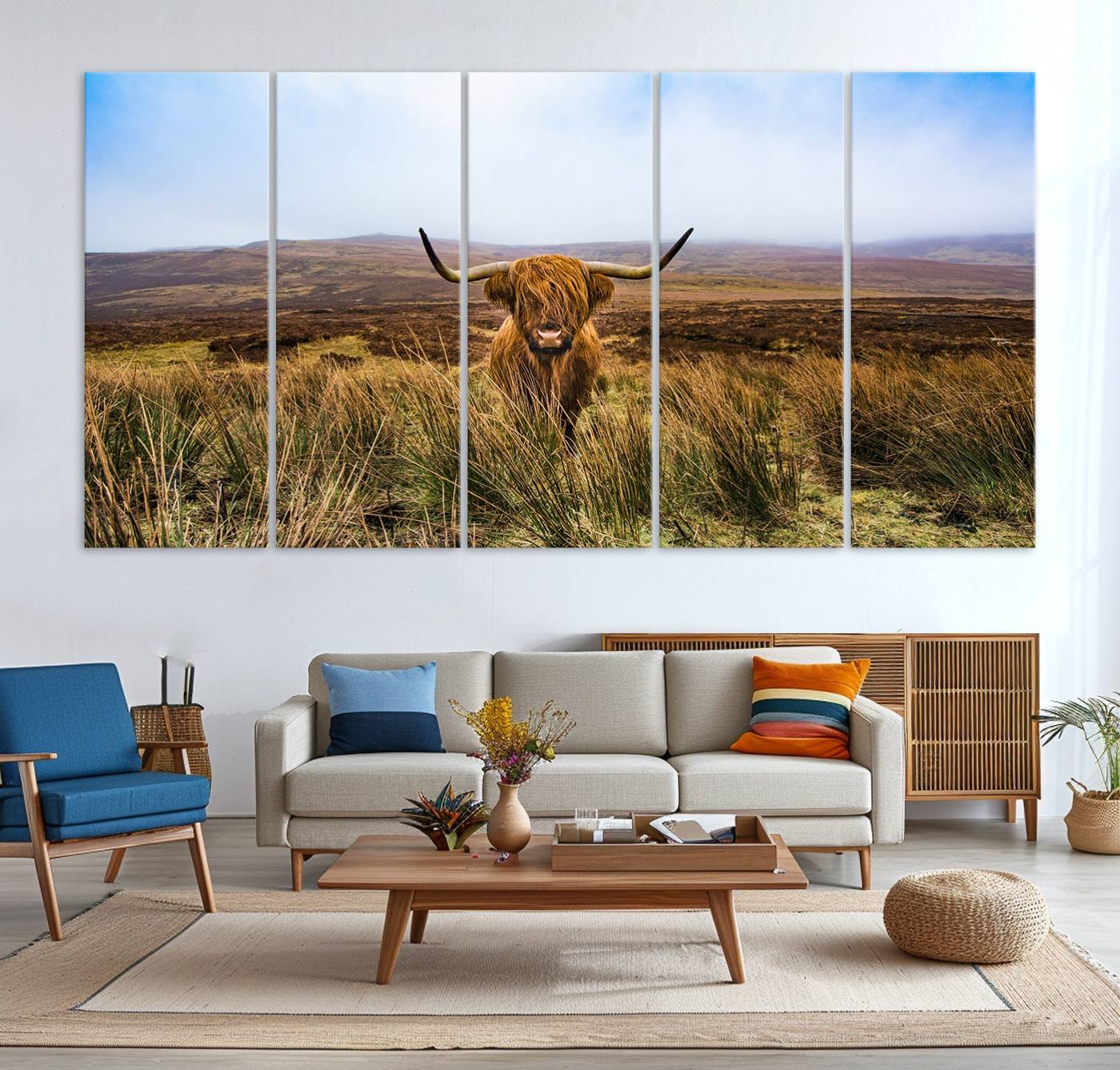 36762-MGV-CV-36X24-Scottish Highland Cow Cattle Art Canvas Print Farmhouse Wall Art Canvas Print
