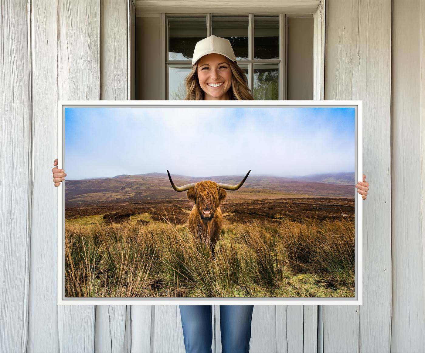 36762-MGV-CV-36X24-Scottish Highland Cow Cattle Art Canvas Print Farmhouse Wall Art Canvas Print