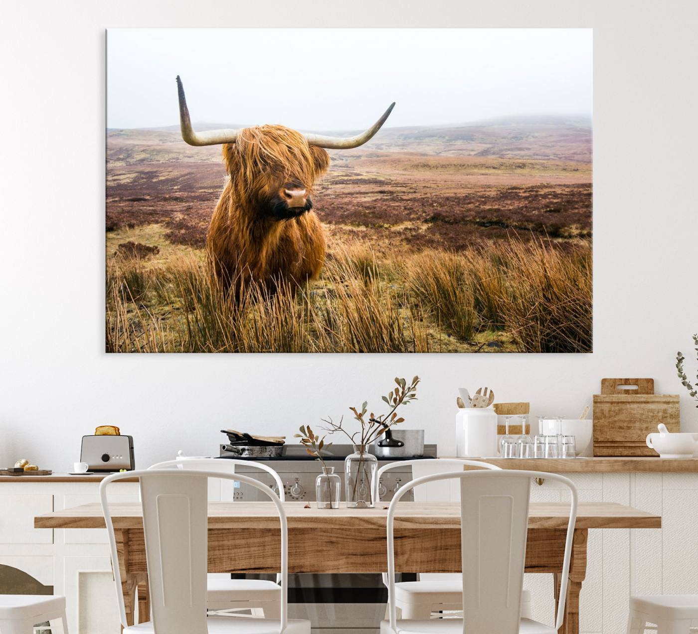 79391-MGV-CV-36X24-Scottish Highland Cow Cattle Art Print Farmhouse Wall Art Canvas Print