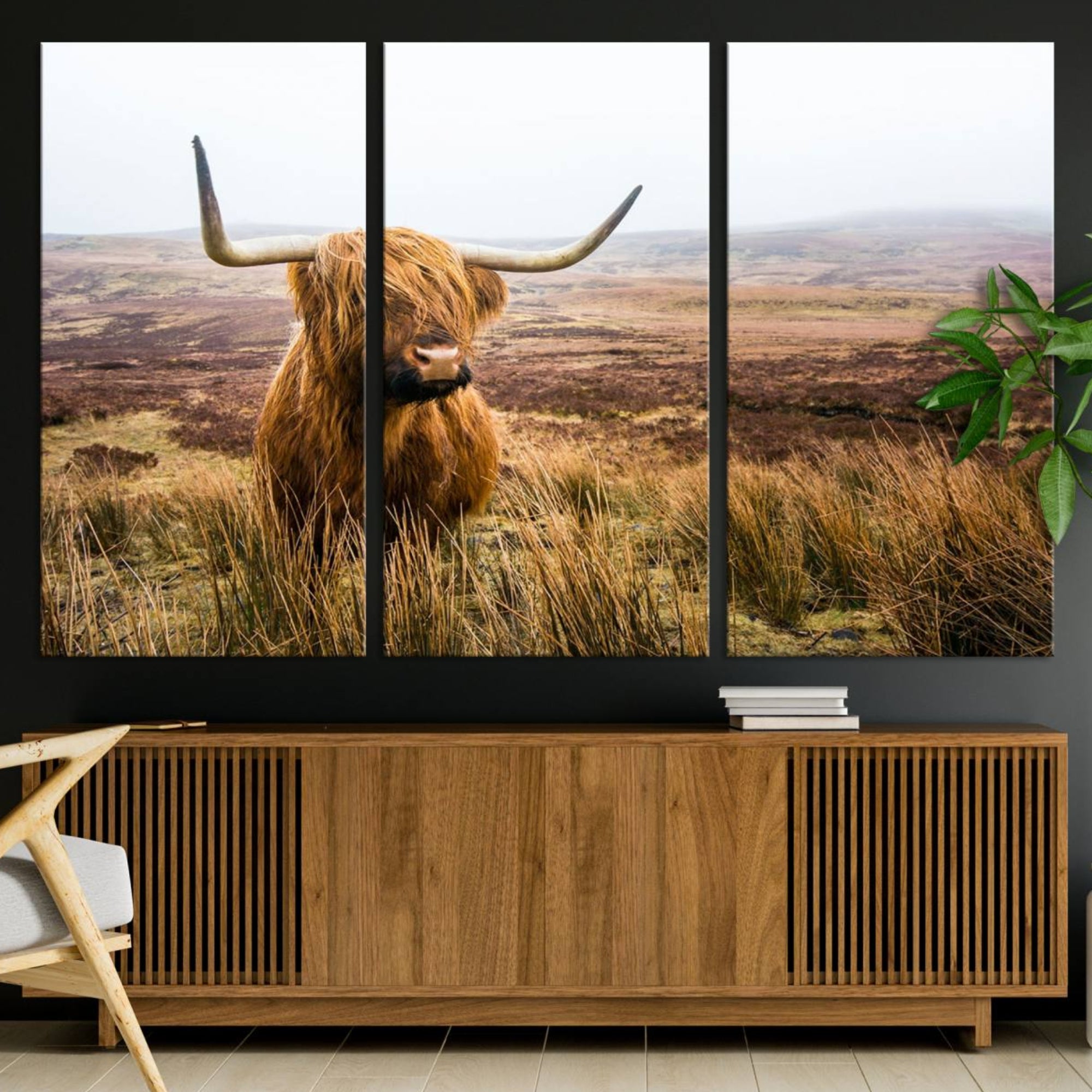 79391-MGV-CV-36X24-Scottish Highland Cow Cattle Art Print Farmhouse Wall Art Canvas Print