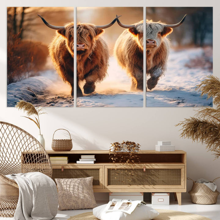 94810-MGV-CV-36X24-Scottish Highland Cow Horn Farm Wall Art Canvas Print