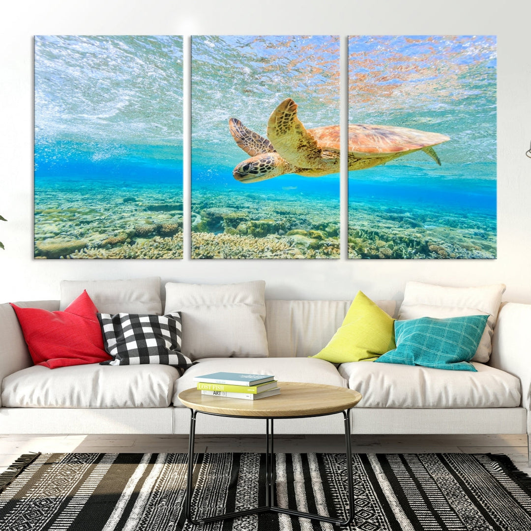 Sea Turtle Wall Art Canvas Print, Sea life in the Ocean Wall Art Printing