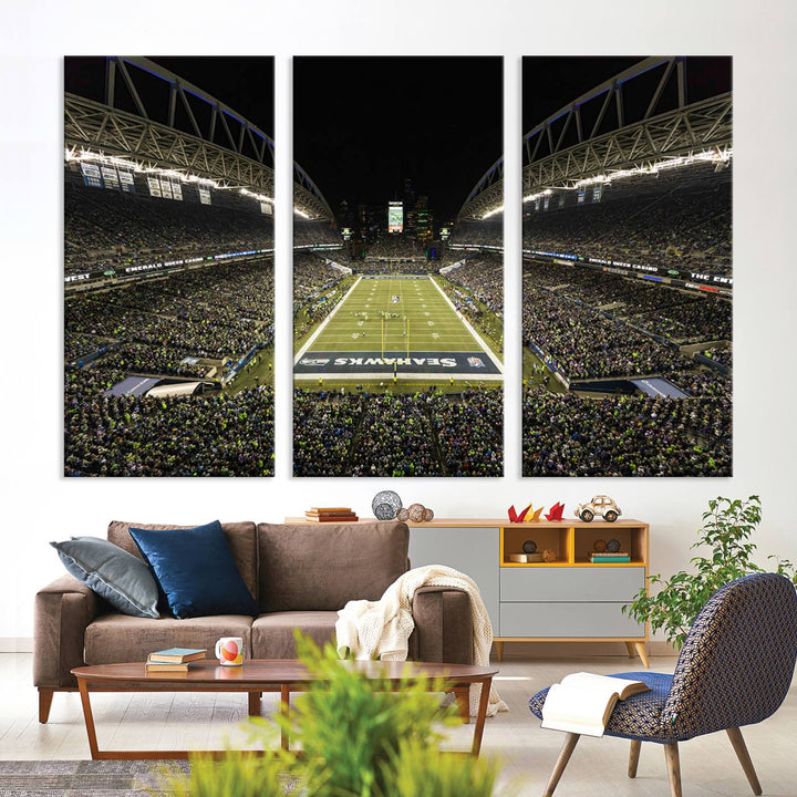 Seattle Seahawks Football Team Print Wall Art - Seattle Century Link Field Stadium Wall Art Canvas Print