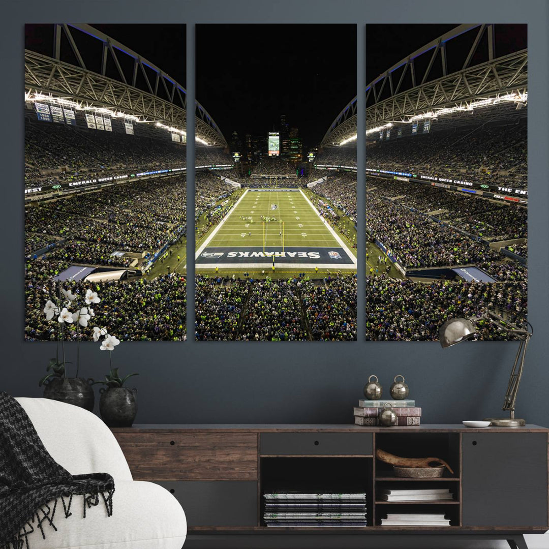 Seattle Seahawks Football Team Print Wall Art - Seattle Century Link Field Stadium Wall Art Canvas Print