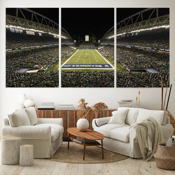 Seattle Seahawks Football Team Print Wall Art - Seattle Century Link Field Stadium Wall Art Canvas Print