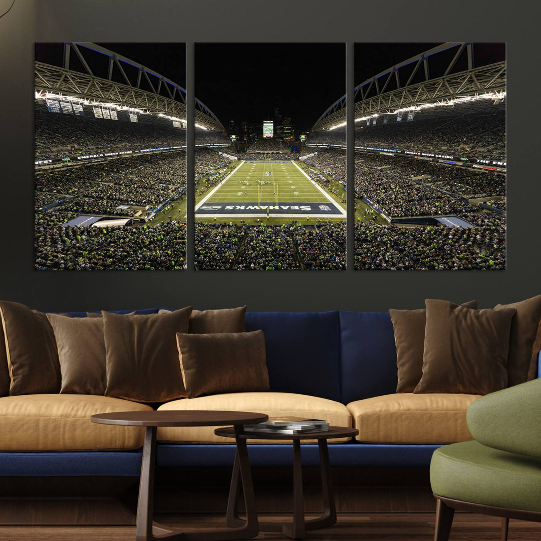 81900-MGV-CV-36X24-Seattle Seahawks Football Team Print Wall Art - Seattle Century Link Field Stadium Wall Art Canvas Print