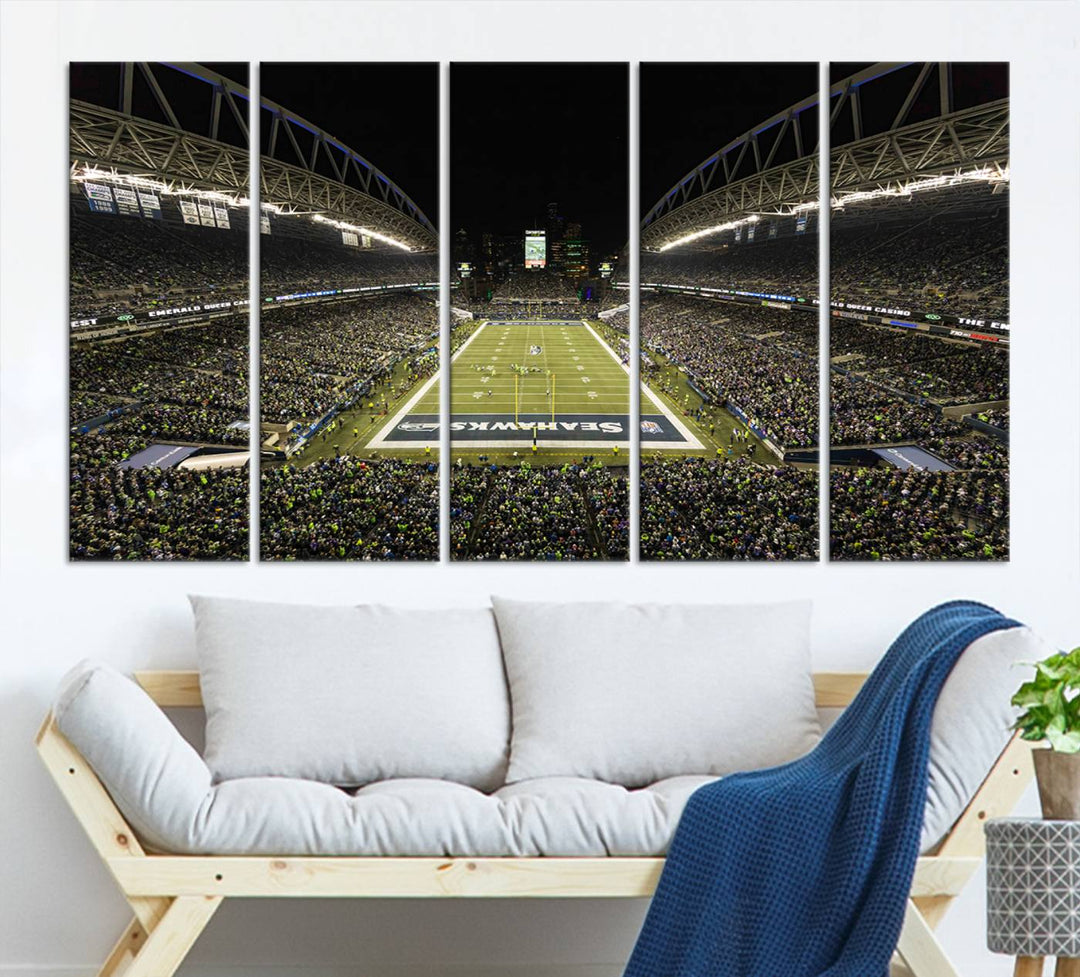 81900-MGV-CV-36X24-Seattle Seahawks Football Team Print Wall Art - Seattle Century Link Field Stadium Wall Art Canvas Print