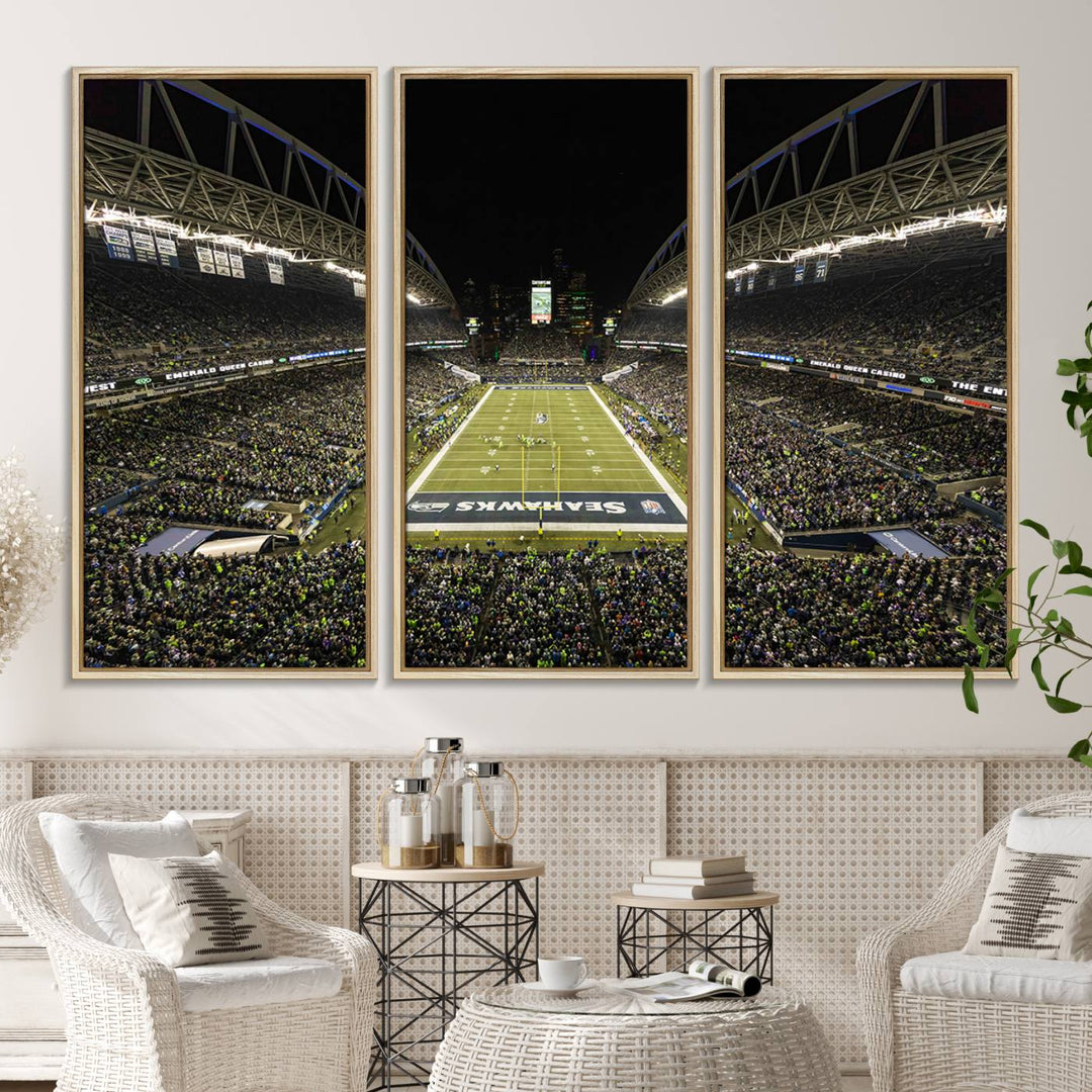 81900-MGV-CV-36X24-Seattle Seahawks Football Team Print Wall Art - Seattle Century Link Field Stadium Wall Art Canvas Print