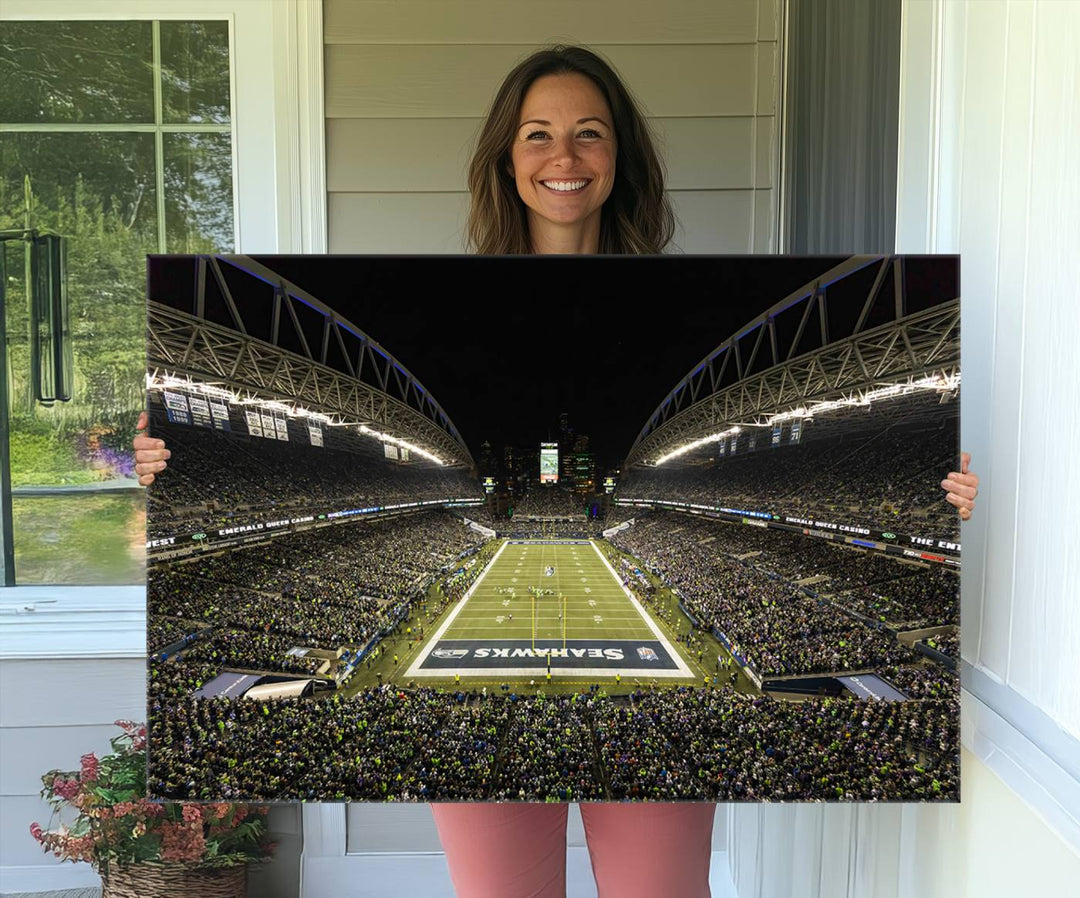 Seattle Seahawks Football Team Print Wall Art - Seattle Century Link Field Stadium Wall Art Canvas Print