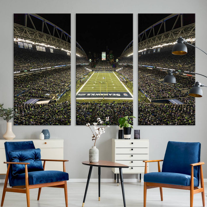 Seattle Seahawks Football Team Print Wall Art - Seattle Century Link Field Stadium Wall Art Canvas Print