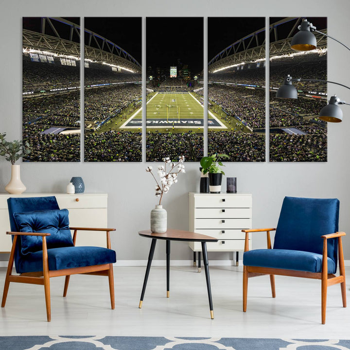 81900-MGV-CV-60X31-5P-Seattle Seahawks Football Team Print Wall Art - Seattle Century Link Field Stadium Wall Art Canvas Print