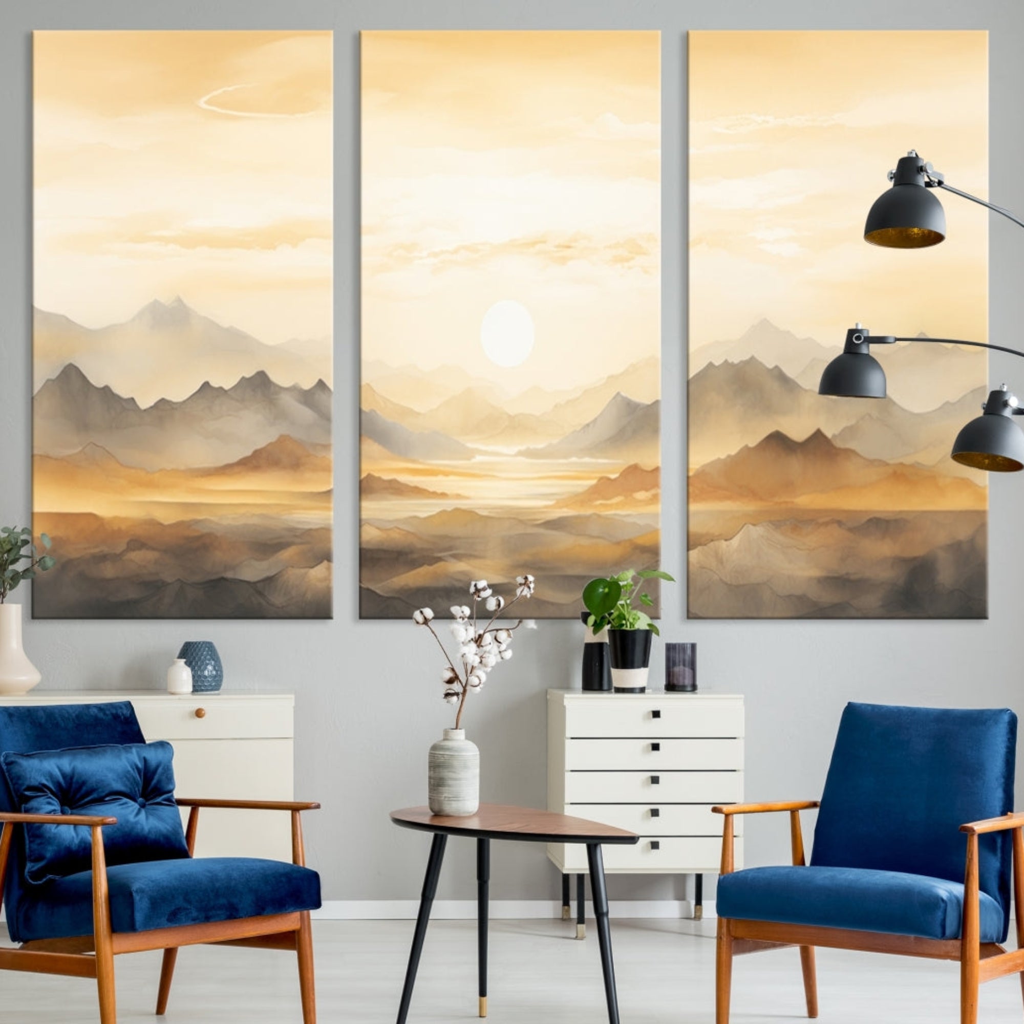 Edit-Images-Sepia Color Abstract Mountain Wall Art Canvas Print