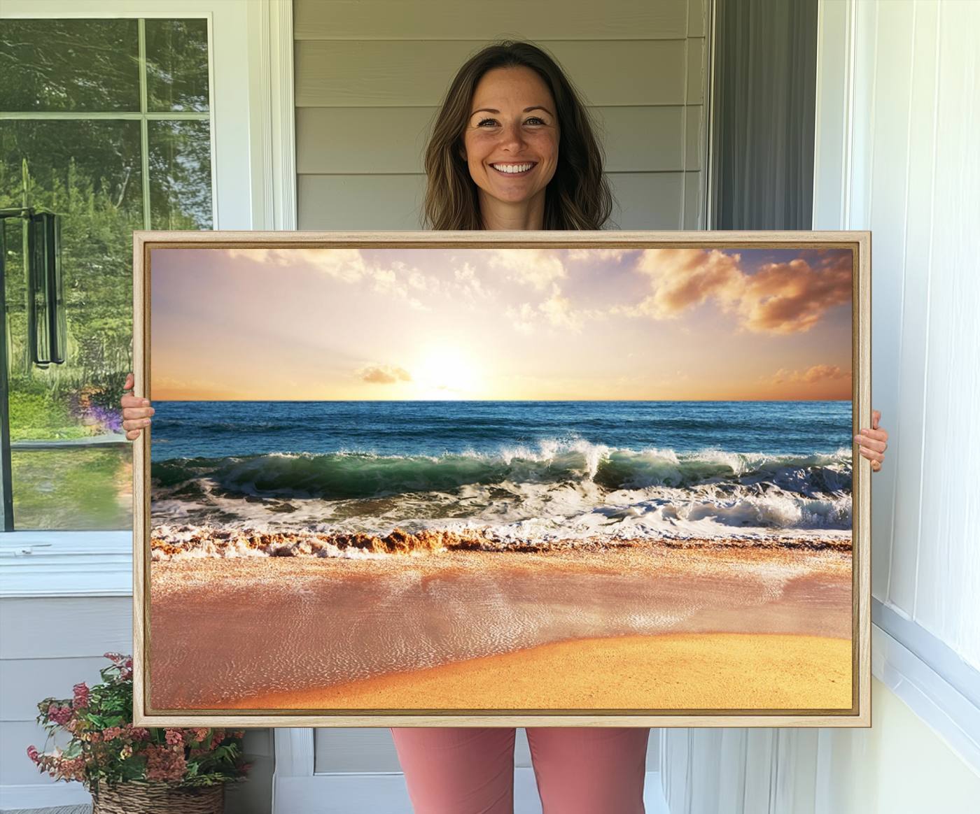 79005-MGV-CV-36X24-Serene Beach Path Canvas Art, Giclee Canvas Print with Gallery Wrap, Coastal Sand Dunes Wall Art Featuring Canon Print Quality