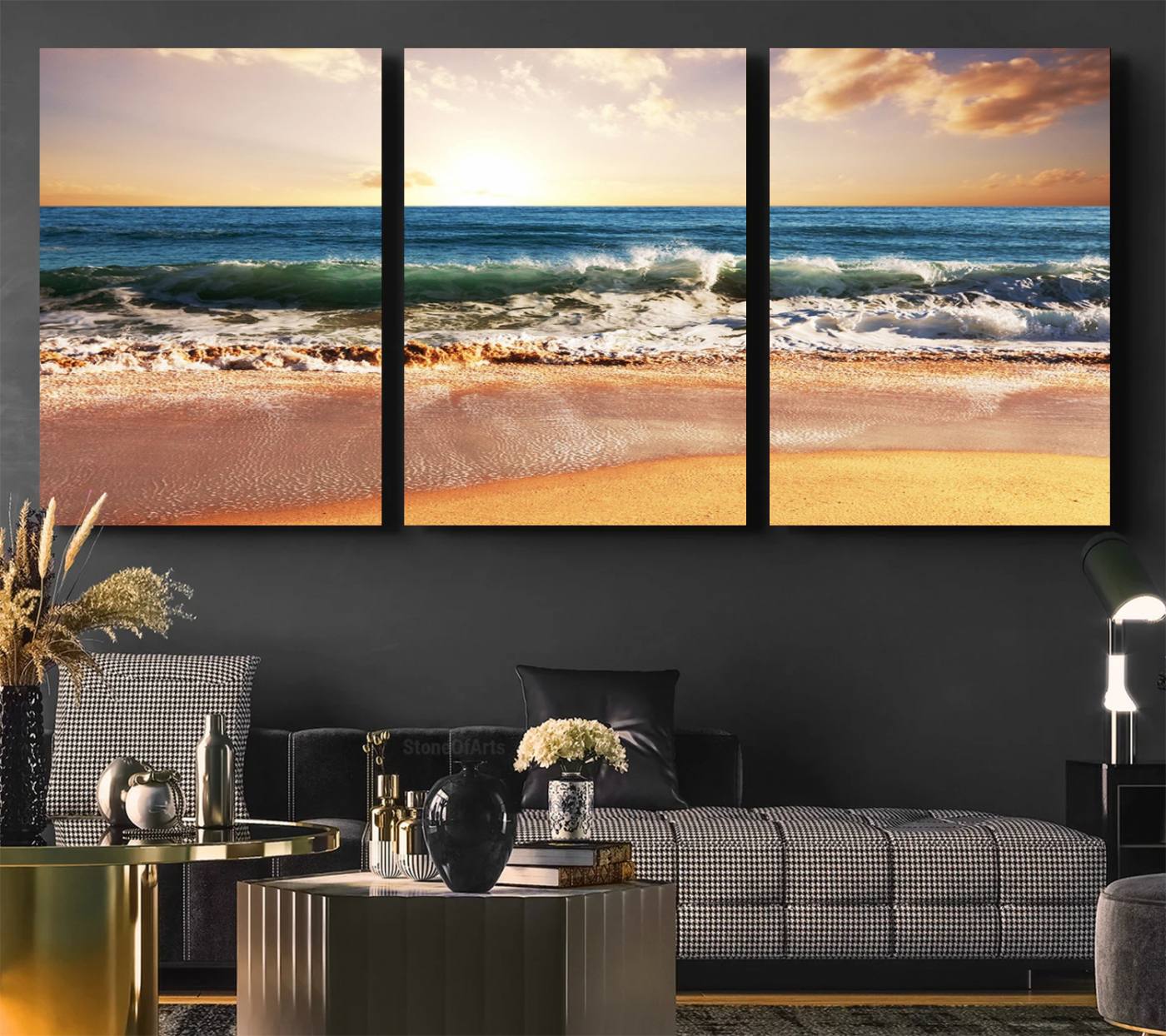 79005-MGV-CV-60X30-3P-Serene Beach Path Canvas Art, Giclee Canvas Print with Gallery Wrap, Coastal Sand Dunes Wall Art Featuring Canon Print Quality