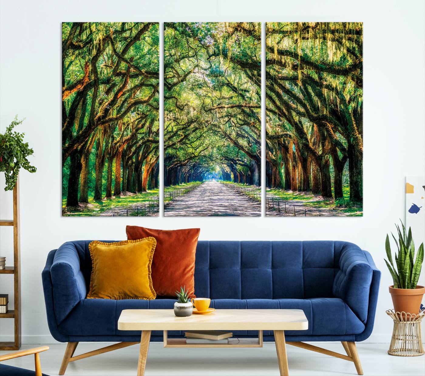 77105-MGV-CV-36X24-Serene Tree Tunnel Wall Art Canvas Print – Pathway Under Canopy of Lush Green Trees, Nature-Inspired Decor for Living Room – Ready to Hang