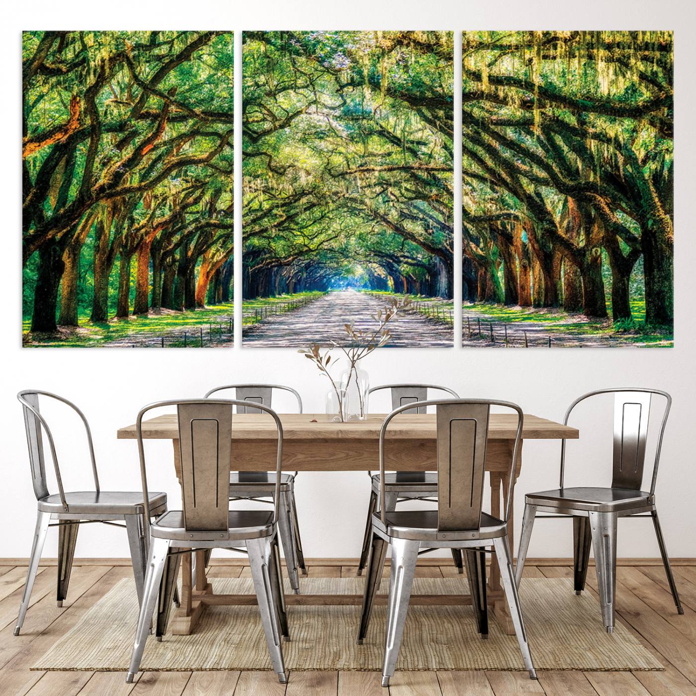 77105-MGV-CV-36X24-Serene Tree Tunnel Wall Art Canvas Print – Pathway Under Canopy of Lush Green Trees, Nature-Inspired Decor for Living Room – Ready to Hang