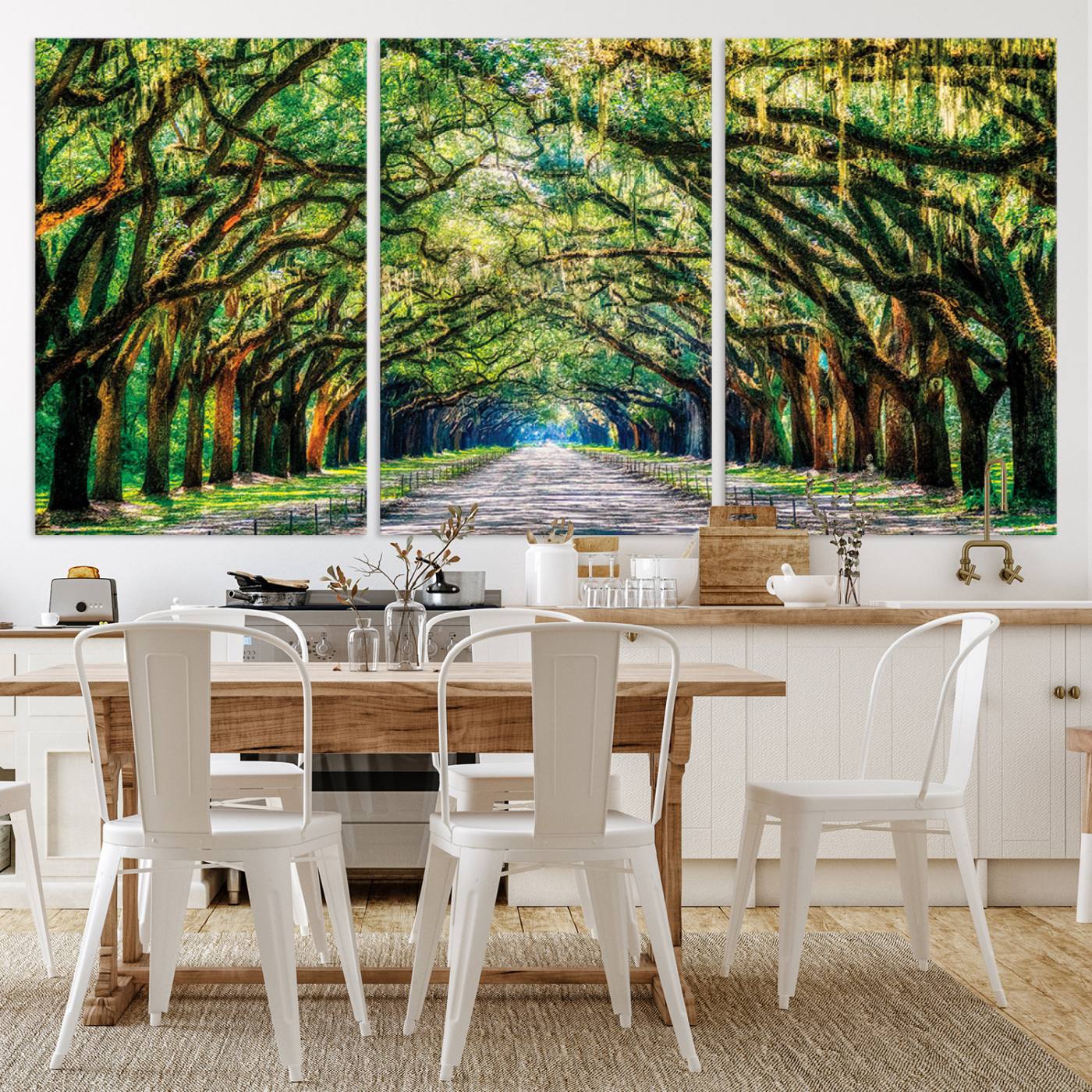 77105-MGV-CV-36X24-Serene Tree Tunnel Wall Art Canvas Print – Pathway Under Canopy of Lush Green Trees, Nature-Inspired Decor for Living Room – Ready to Hang