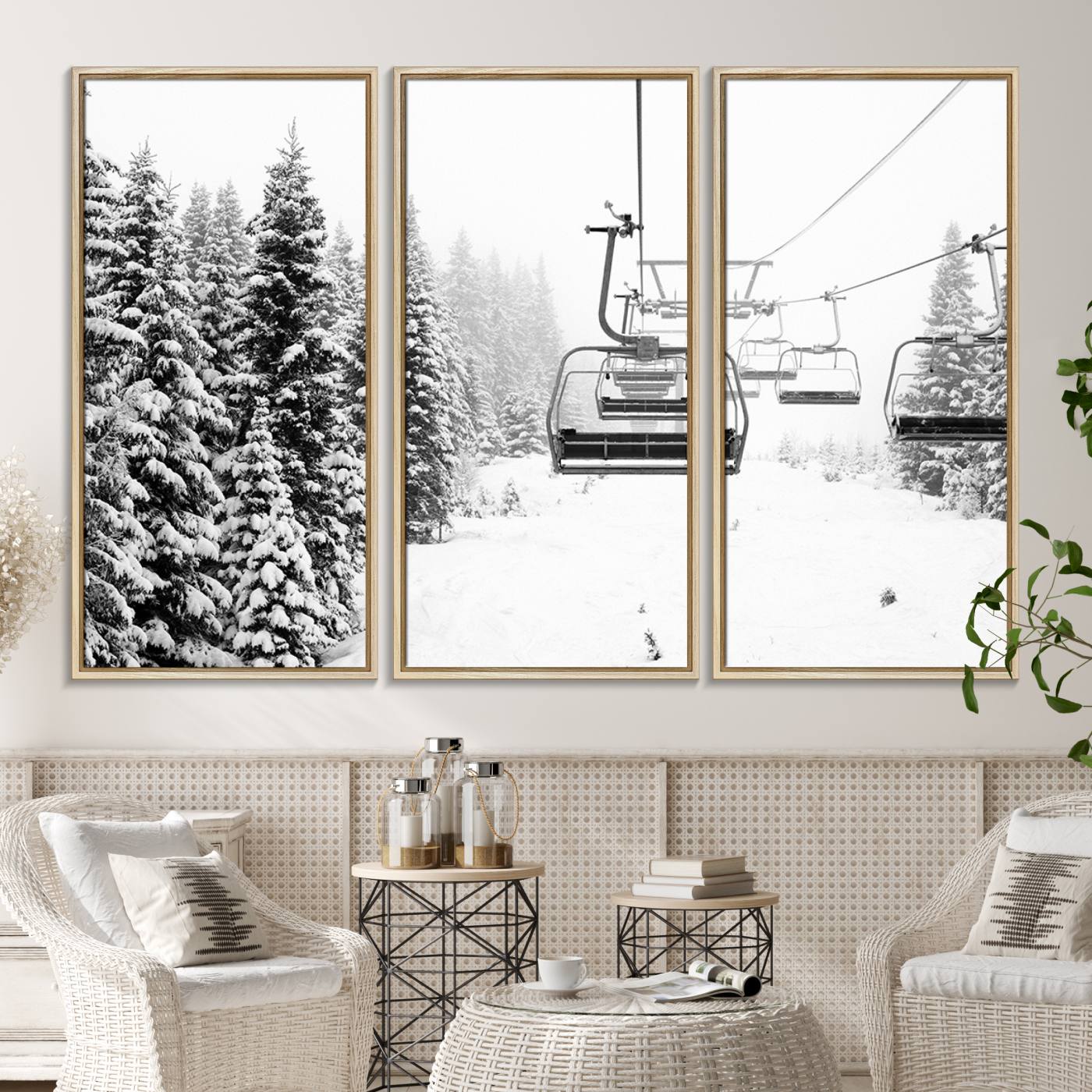 70609-MGV-CV-36X24-Ski Wall Art - Ski Lift Wall Art Canvas Print Snow Covered Spruce Trees Winter Wall Art Ski Skier Gift Ski Resort Canvas Wall Art