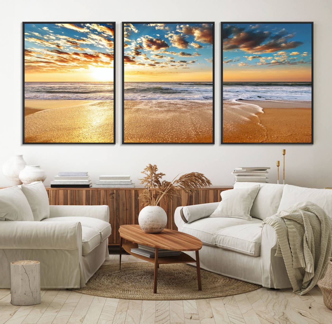 95522-MGV-FC-60X30-3P_Black-Soothing Sunset on Calm Beach