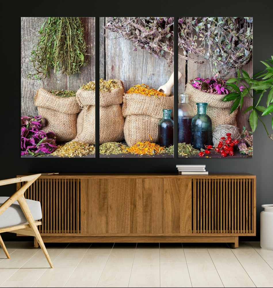 Spices and Herbs Canvas Wall Art Farmhouse Rustic Kitchen Wall Decor