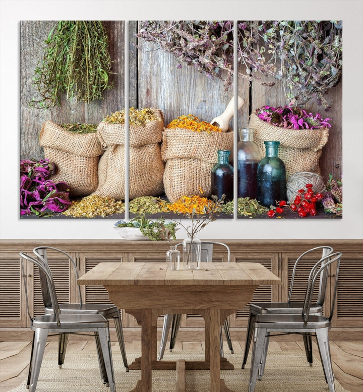 Edit-Images-Spices and Herbs Canvas Wall Art Farmhouse Rustic Kitchen Wall Decor