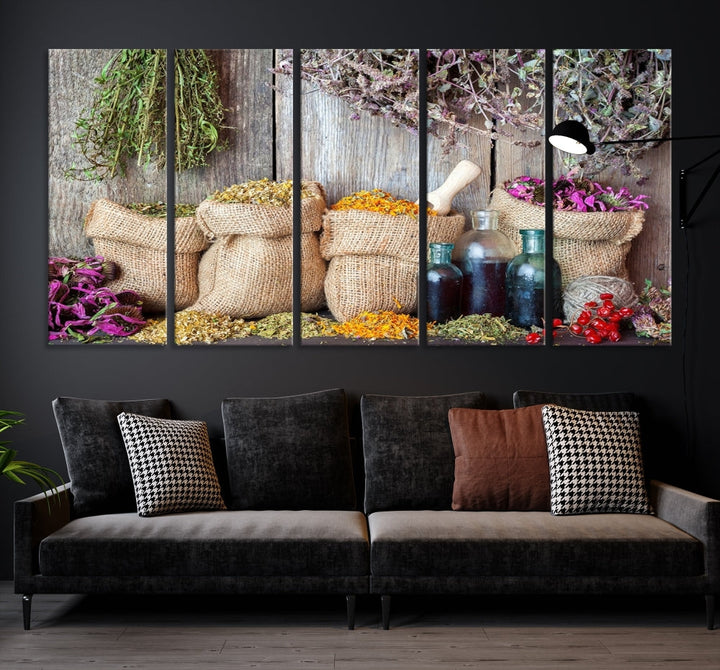 Edit-Images-Spices and Herbs Canvas Wall Art Farmhouse Rustic Kitchen Wall Decor