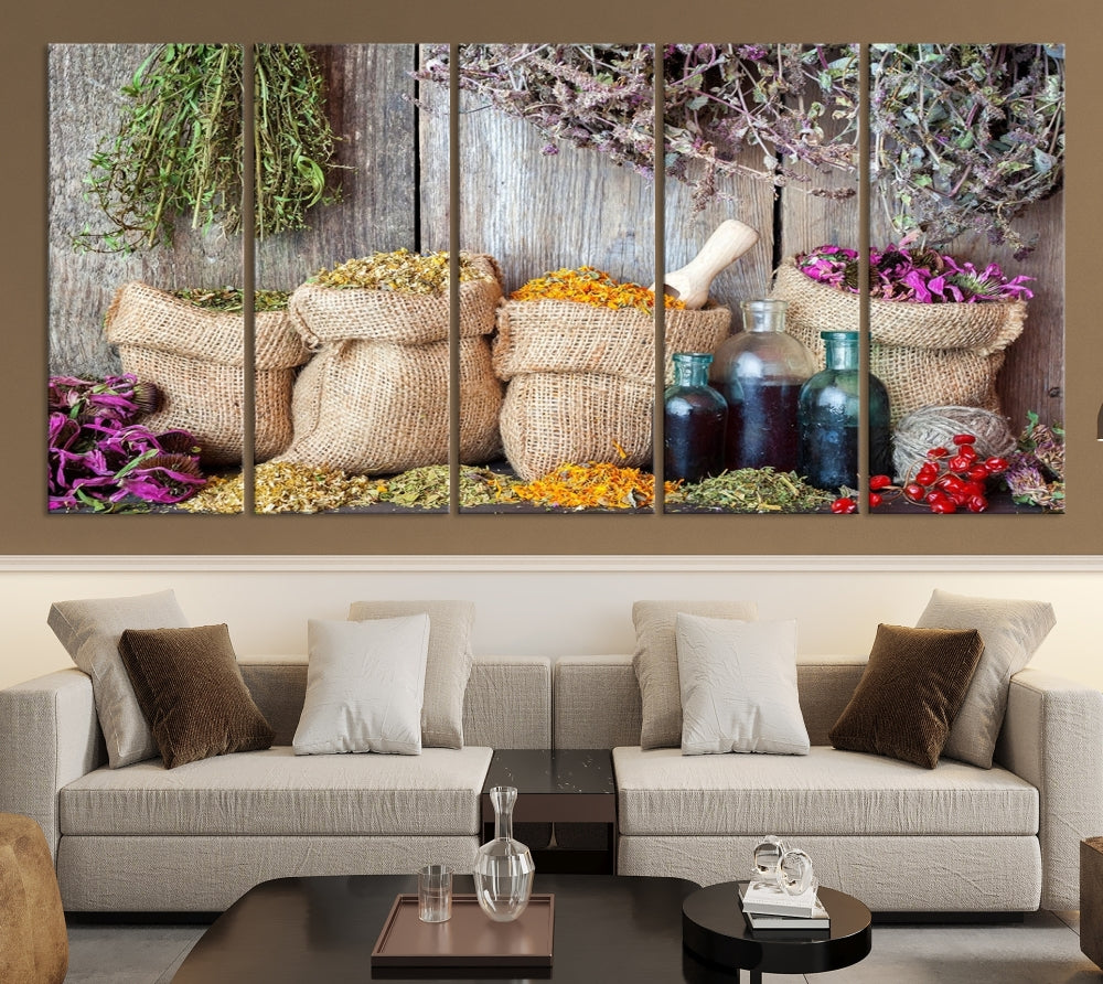 Edit-Images-Spices and Herbs Canvas Wall Art Farmhouse Rustic Kitchen Wall Decor