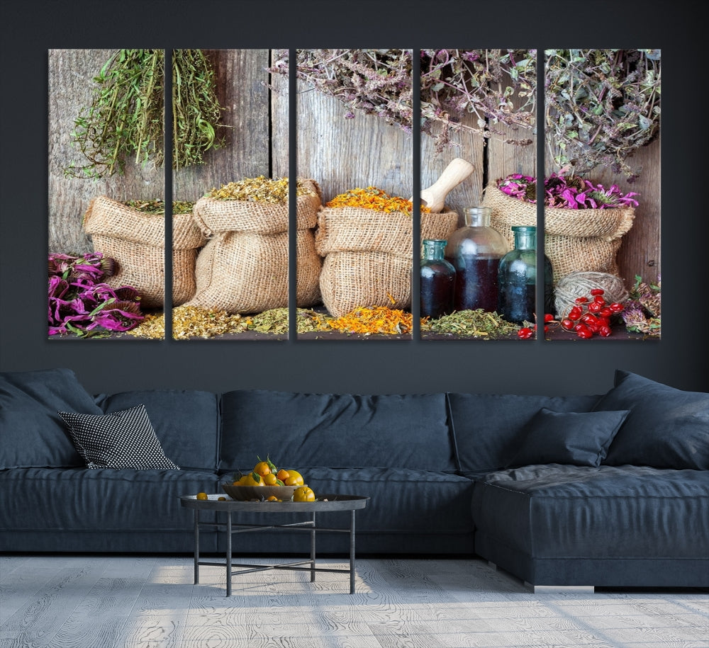 Edit-Images-Spices and Herbs Canvas Wall Art Farmhouse Rustic Kitchen Wall Decor