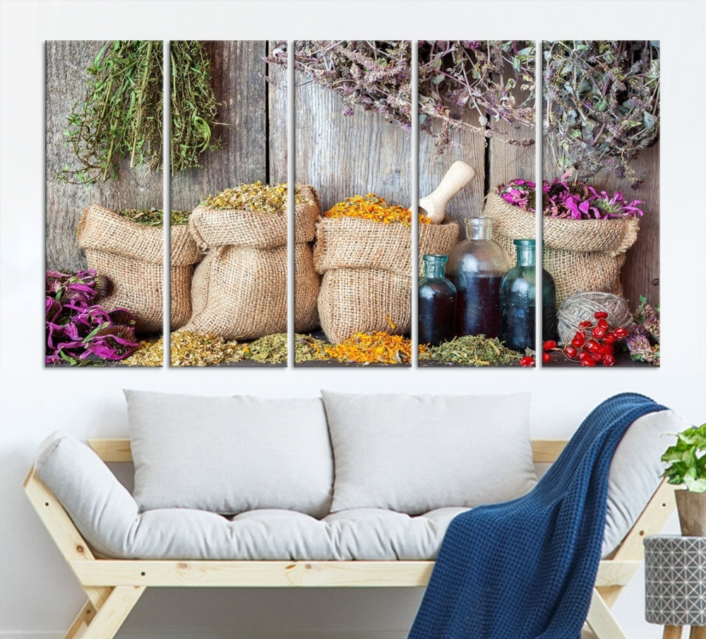 Edit-Images-Spices and Herbs Canvas Wall Art Farmhouse Rustic Kitchen Wall Decor