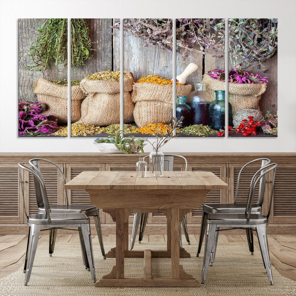 Edit-Images-Spices and Herbs Canvas Wall Art Farmhouse Rustic Kitchen Wall Decor