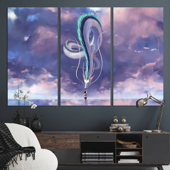 Spirited Away Haku and Chihiro Poster - Anime Lover - Hayao Miyazaki - Studio Ghibli Poster - Anime Poster