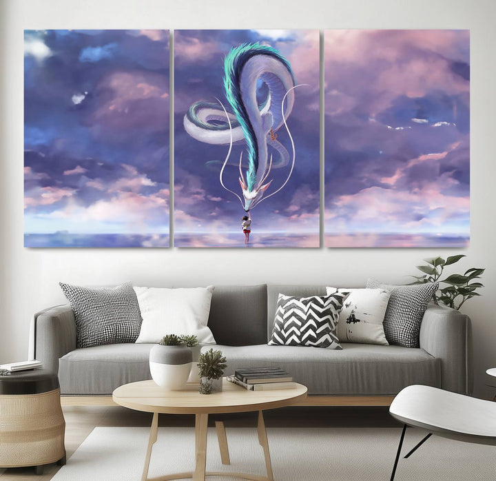 Spirited Away Haku and Chihiro Poster - Anime Lover - Hayao Miyazaki - Studio Ghibli Poster - Anime Poster