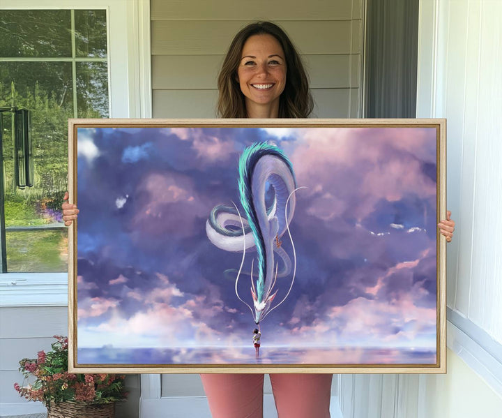 66864-MGV-CV-36X24-Spirited Away Haku and Chihiro Poster - Anime Lover - Hayao Miyazaki - Studio Ghibli Poster - Anime Poster