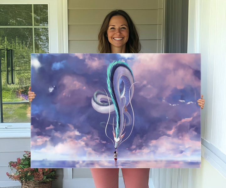 Spirited Away Haku and Chihiro Poster - Anime Lover - Hayao Miyazaki - Studio Ghibli Poster - Anime Poster
