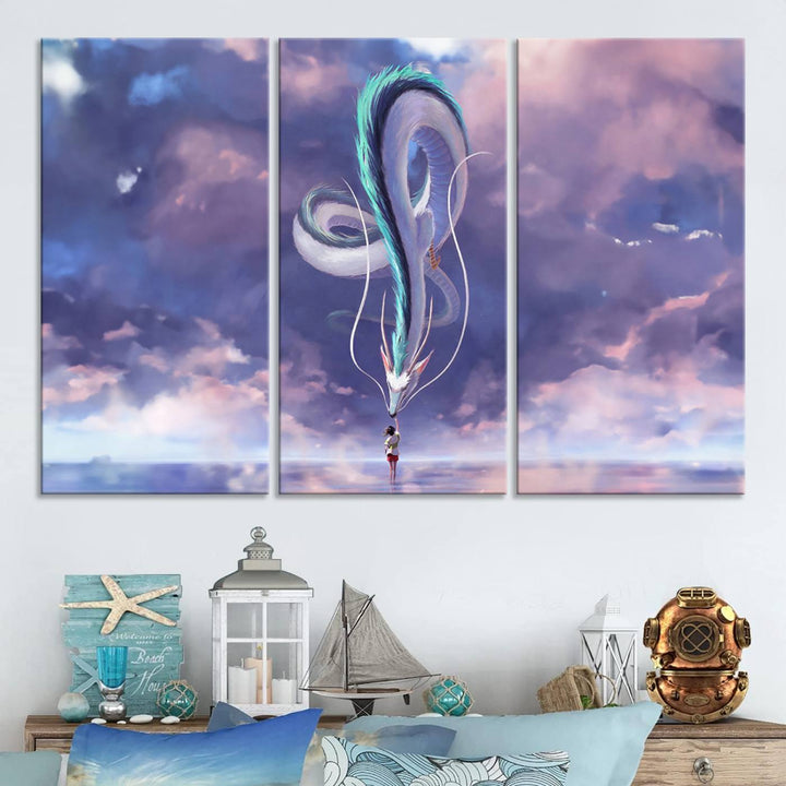 Spirited Away Haku and Chihiro Poster - Anime Lover - Hayao Miyazaki - Studio Ghibli Poster - Anime Poster