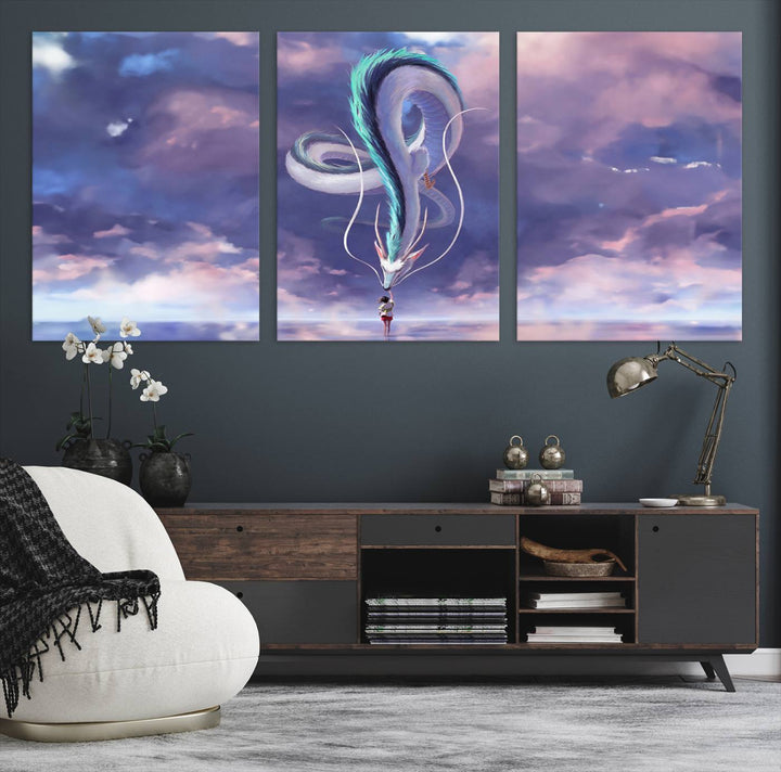 Spirited Away Haku and Chihiro Poster - Anime Lover - Hayao Miyazaki - Studio Ghibli Poster - Anime Poster