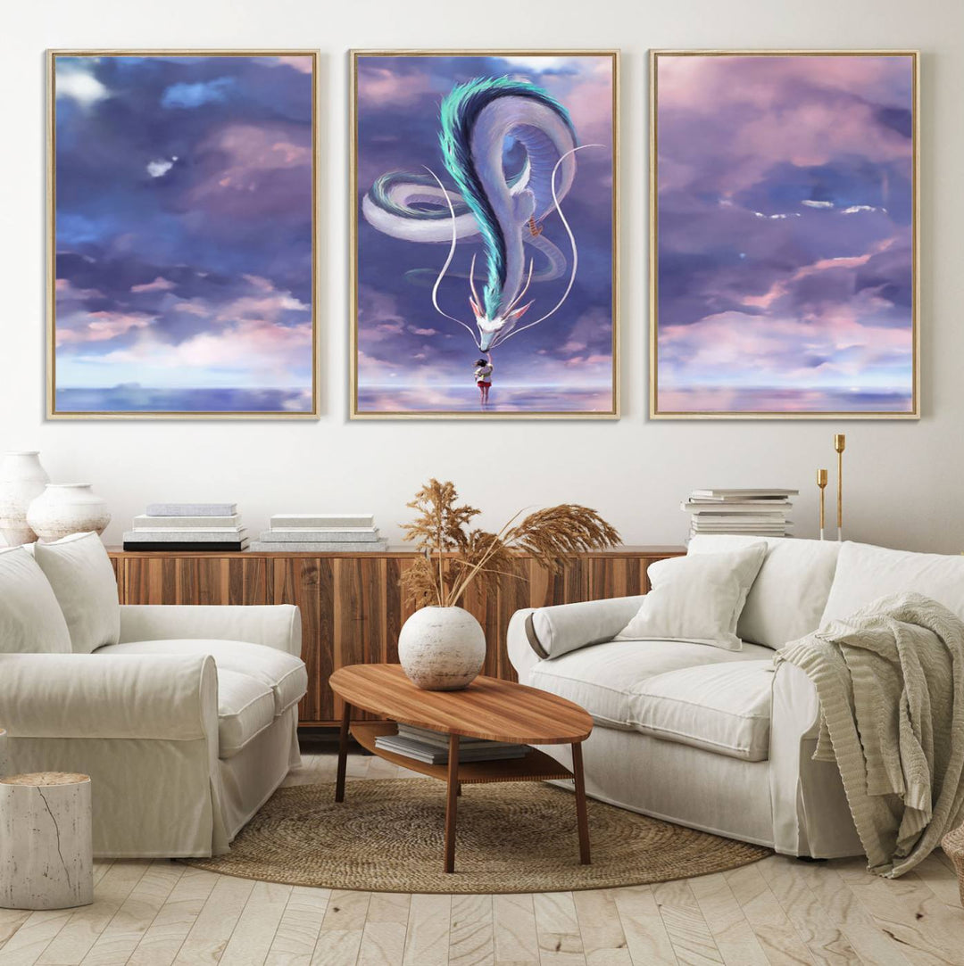 66864-MGV-FC-60X30-3P_Natural-Spirited Away Haku and Chihiro Poster - Anime Lover - Hayao Miyazaki - Studio Ghibli Poster - Anime Poster