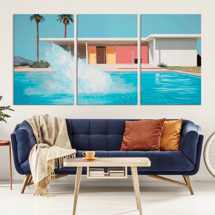Splash in the pool Canvas Print Mid Century Wall Art