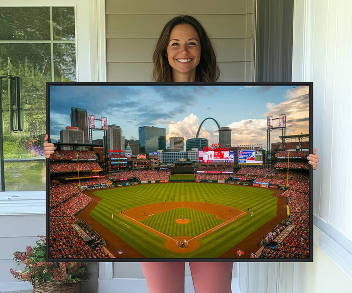 34054-MGV-CV-36X24-St. Louis Cardinals Baseball Team Print - Busch Stadium Wall Art Canvas Print