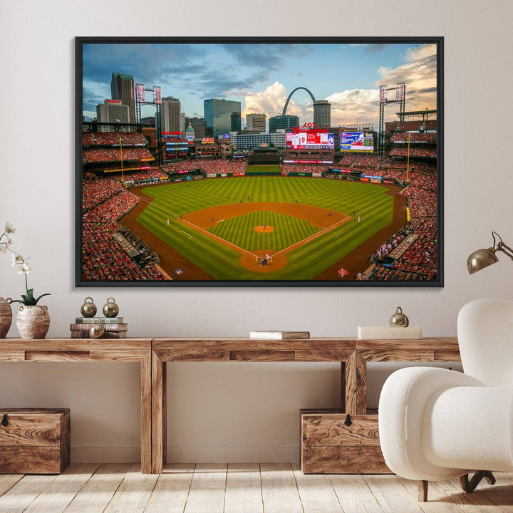 34054-MGV-FC-36X24_Black-St. Louis Cardinals Baseball Team Print - Busch Stadium Wall Art Canvas Print
