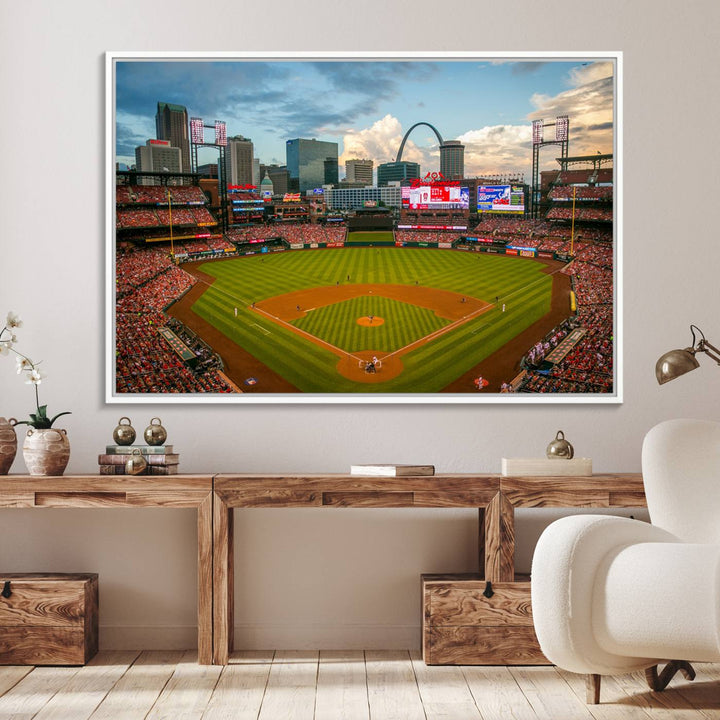 34054-MGV-FC-36X24_White-St. Louis Cardinals Baseball Team Print - Busch Stadium Wall Art Canvas Print