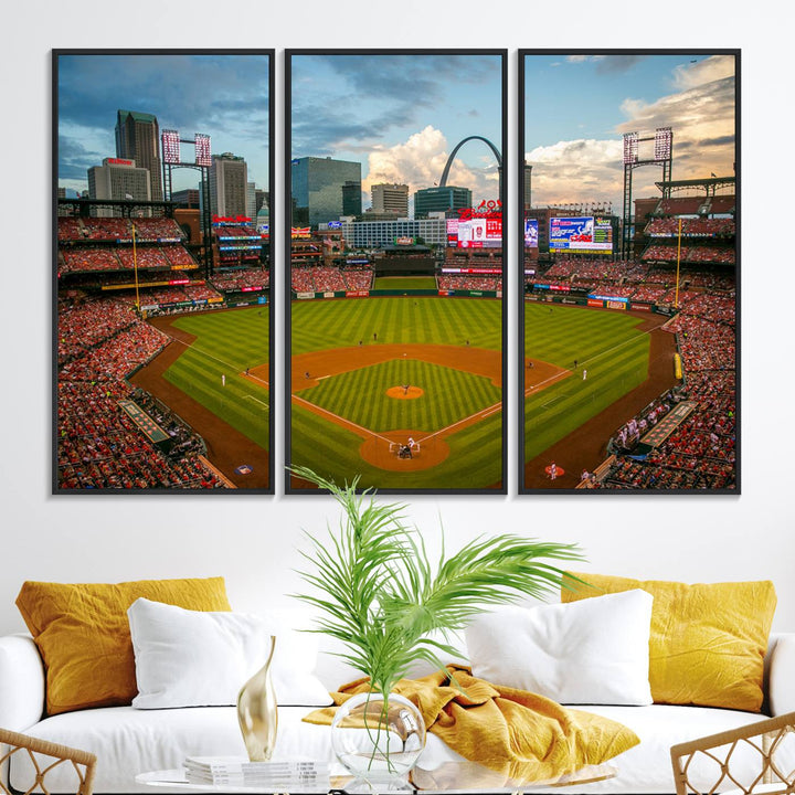 34054-MGV-FC-48X32-3P_Black-St. Louis Cardinals Baseball Team Print - Busch Stadium Wall Art Canvas Print