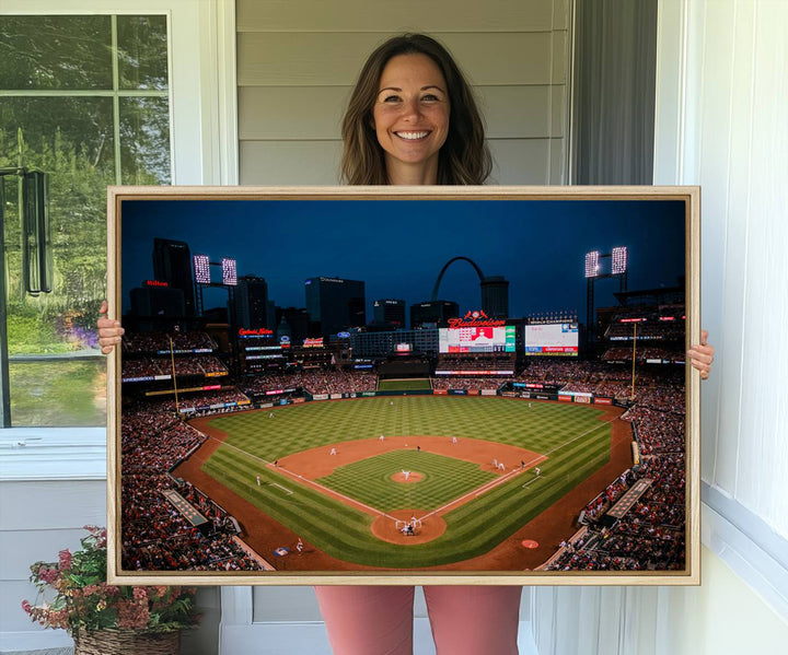 38612-MGV-CV-36X24-St. Louis Cardinals Baseball Team Print - Busch Stadium Wall Art Canvas Print