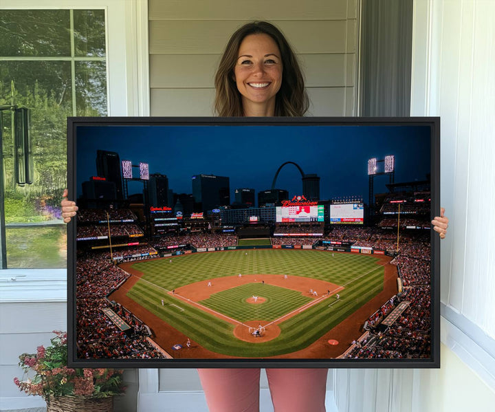 38612-MGV-CV-36X24-St. Louis Cardinals Baseball Team Print - Busch Stadium Wall Art Canvas Print
