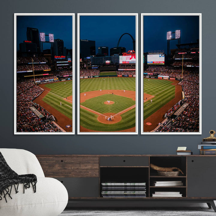 38612-MGV-FC-48X32-3P_White-St. Louis Cardinals Baseball Team Print - Busch Stadium Wall Art Canvas Print