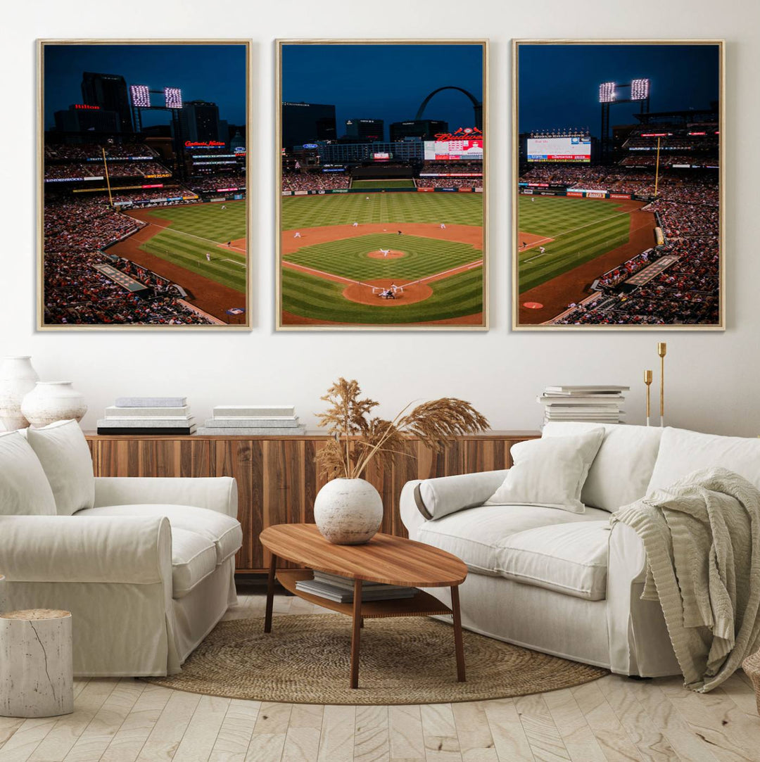 38612-MGV-FC-60X30-3P_Natural-St. Louis Cardinals Baseball Team Print - Busch Stadium Wall Art Canvas Print