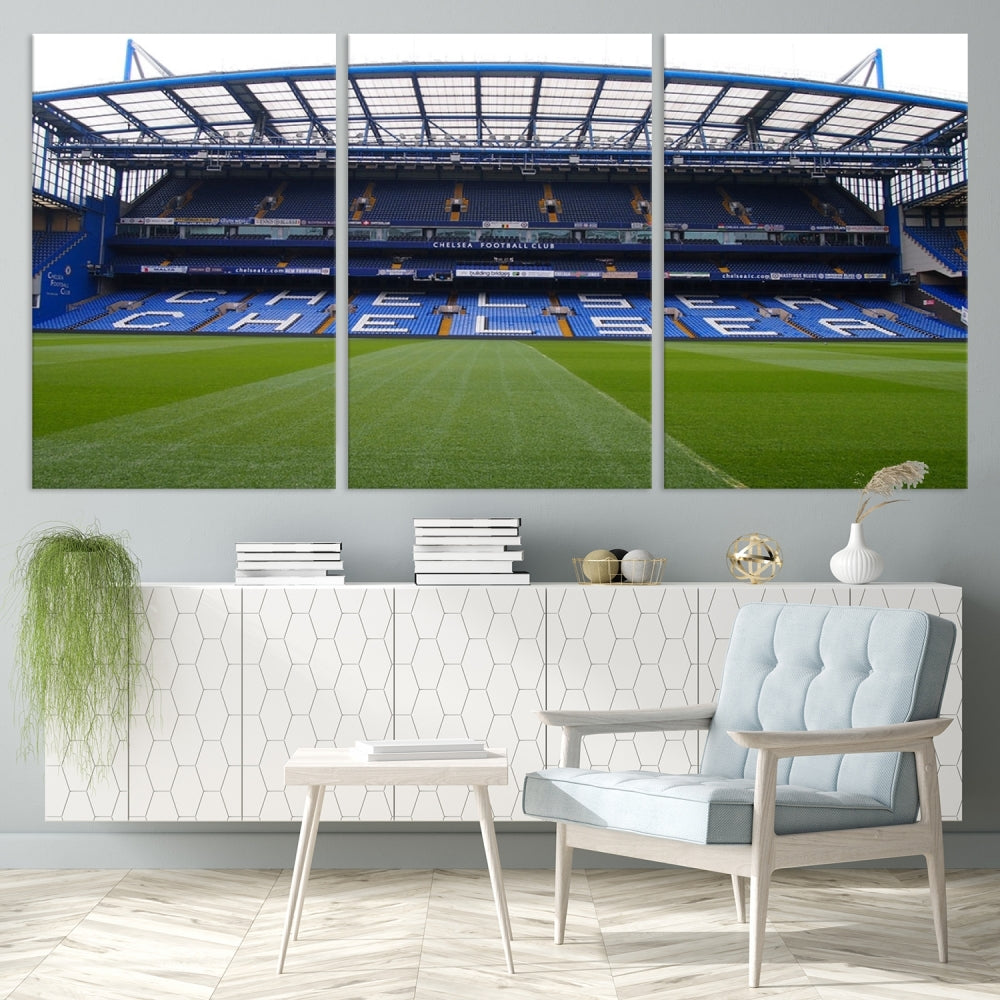 Edit-Images-Stamford Bridge Chelsea Football Stadium Canvas Wall Art Print – Immersive Stadium Experience for Soccer Fans – Ready to Hang