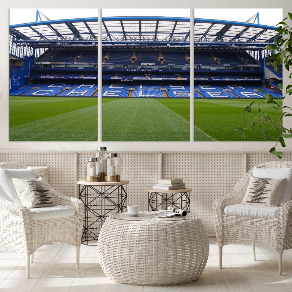 Edit-Images-Stamford Bridge Chelsea Football Stadium Canvas Wall Art Print – Immersive Stadium Experience for Soccer Fans – Ready to Hang