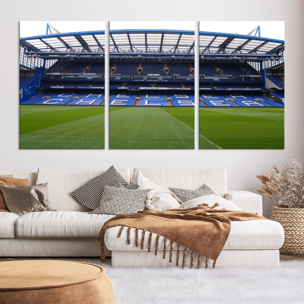 Edit-Images-Stamford Bridge Chelsea Football Stadium Canvas Wall Art Print – Immersive Stadium Experience for Soccer Fans – Ready to Hang