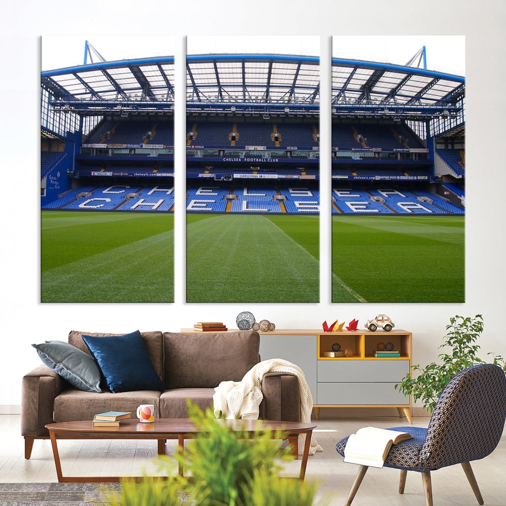 Edit-Images-Stamford Bridge Chelsea Football Stadium Canvas Wall Art Print – Immersive Stadium Experience for Soccer Fans – Ready to Hang
